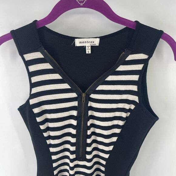 Monteau Women's Black and White Stripe Sheath Dress Small bodycon - Picture 9 of 9
